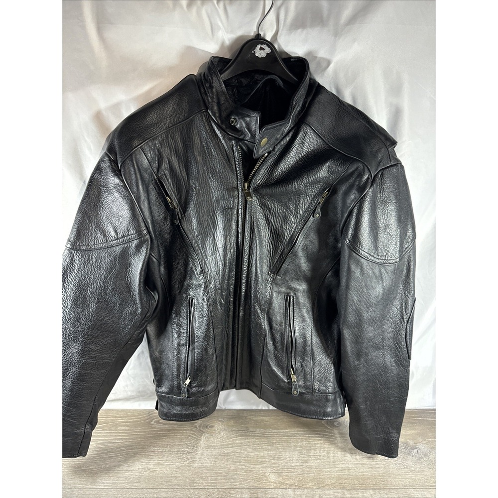 Genuine Pakistan is boring, Leather Motorcycle Jacket Mens Padded Elbows Size 46